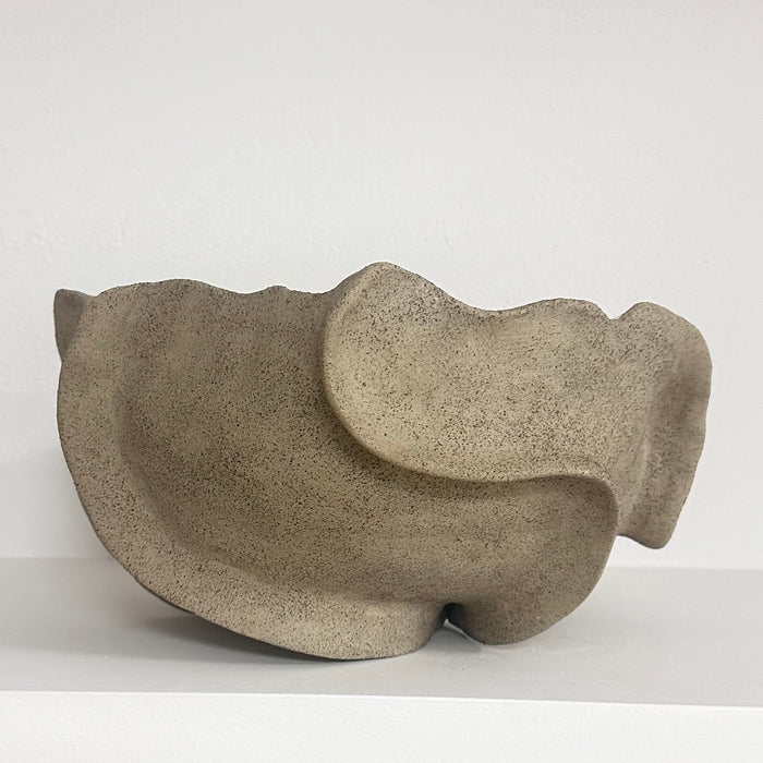 Bowl - waves in beige & white