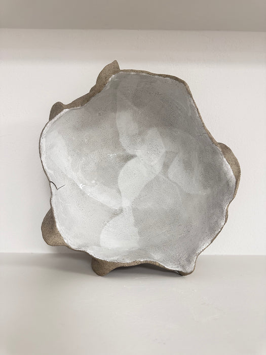 Bowl - waves in beige & white